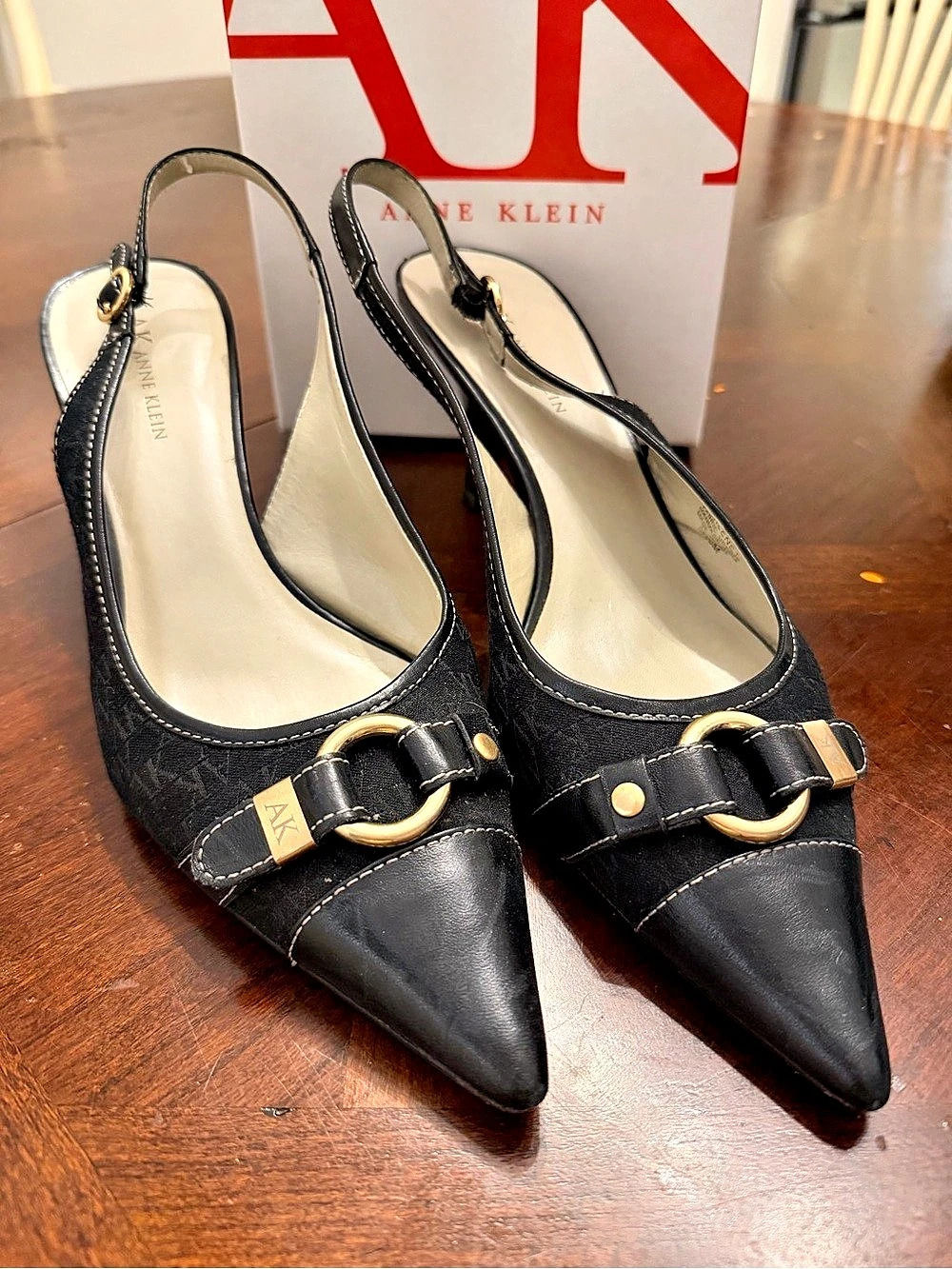Anne Klein Dablen Slingback Heels in Black US 10 M
